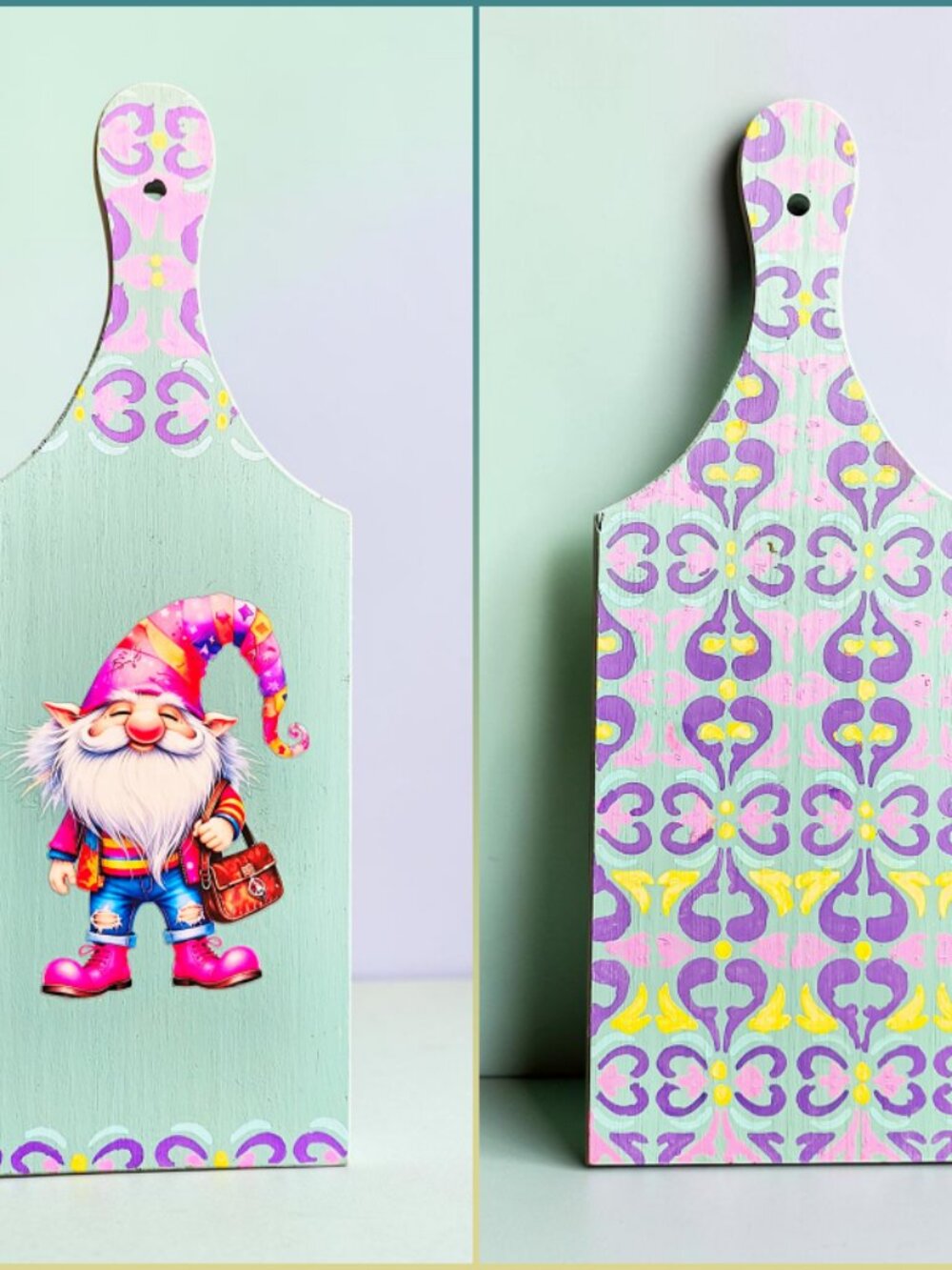 Whimsical Gnome Decorative Wooden Cutting Board, Wall Decor, Cottagecore